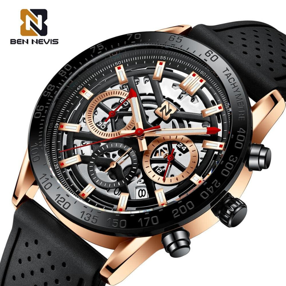 Men's Quartz Wrist Watch with Silicone Band Calendar Display Luminous Hands Daily Waterproof Relogio Masculino