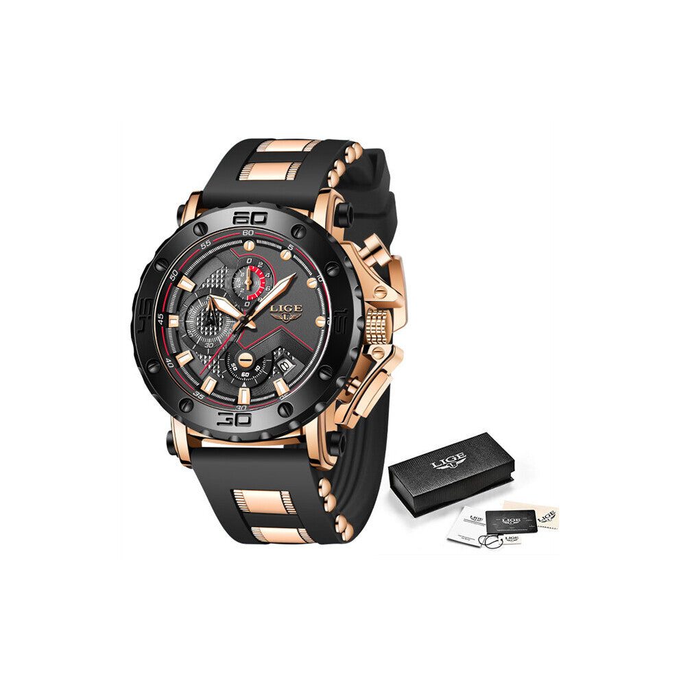 Sports Watches Mens Top Waterproof Clock Male Silicone Quartz Watch For Men Big Dial Chronograph Wristwatches