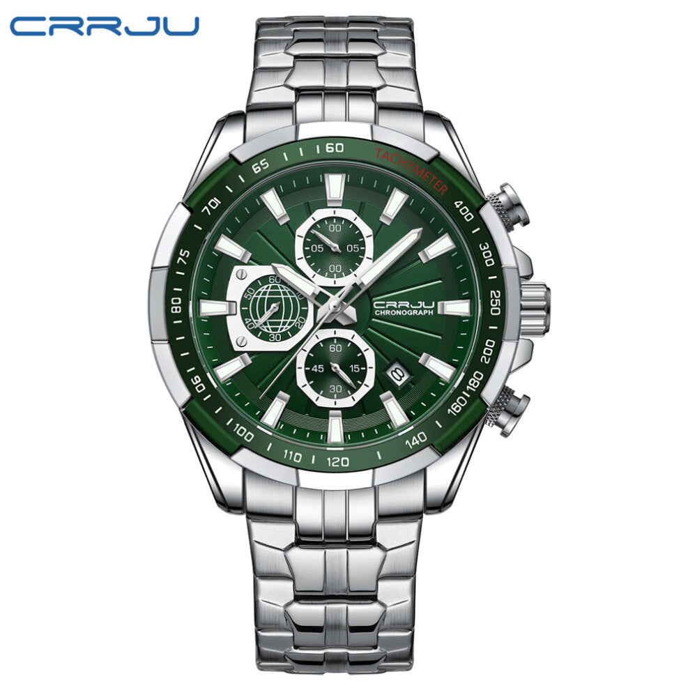 Sports Chronograph Wristwatches for Men Stainless Steel Strap Watches with Auto Date Relogio Masculino