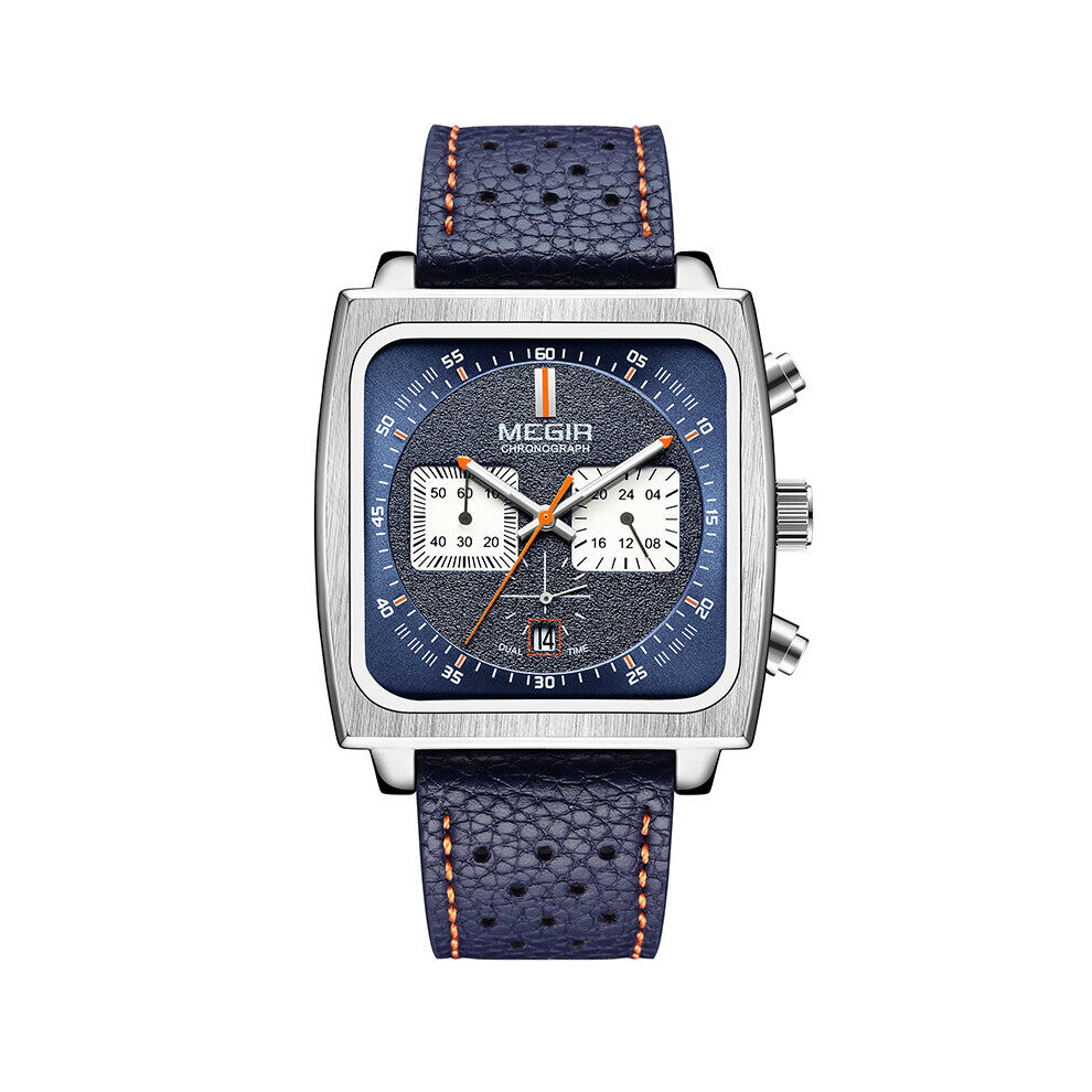 Men's Rectangle Watch Retro functional Timekeeping Waterproof Belt Quartz Watch with Package