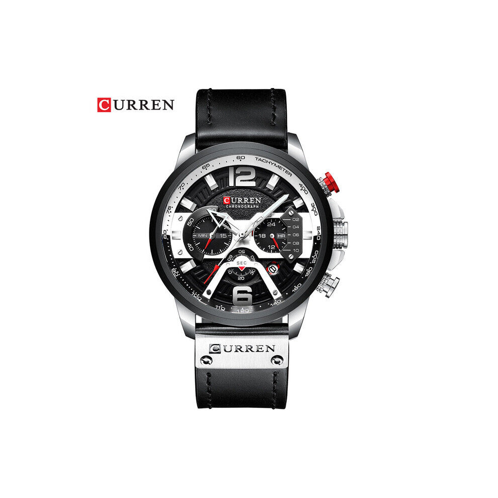 Top Sports Watches Mens Watch Leather Wristwatch with Calendar for Men Male Clock