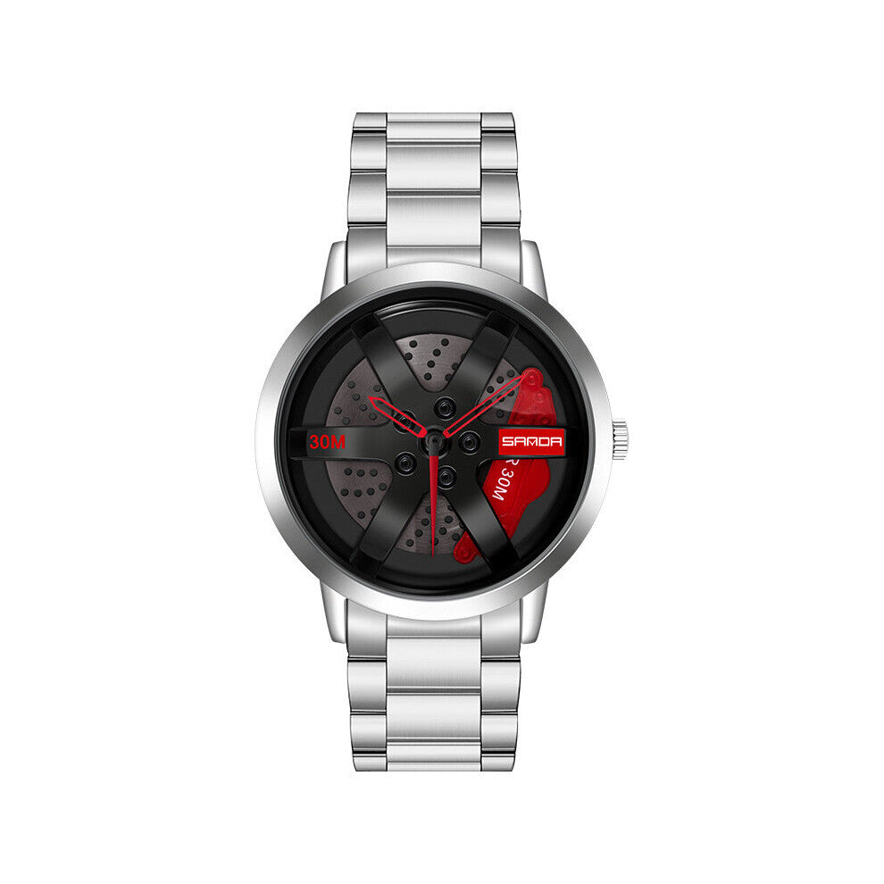 Men Watch Top Waterproof Stainless Steel Car Wheel Dial Quartz Watches Men Relogio Masculino