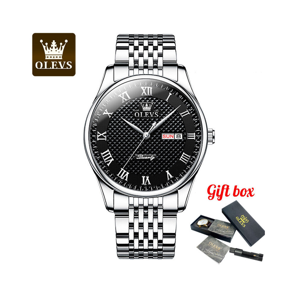 Men Business Wrist Watch Quartz Clock Waterproof Multifunction Wristwatches Date Week Stainless Steel Mens Watches