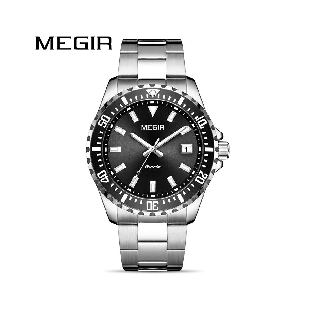 men's business watch steel strap large dial calendar waterproof sports watch strap