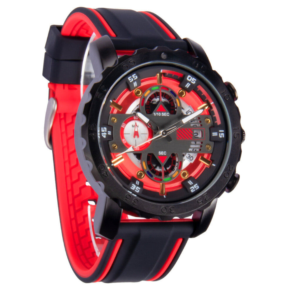 Men's Waterproof Watches Luminous Alloy Large Dial Multifunction Chronograph Quartz Wristwatch