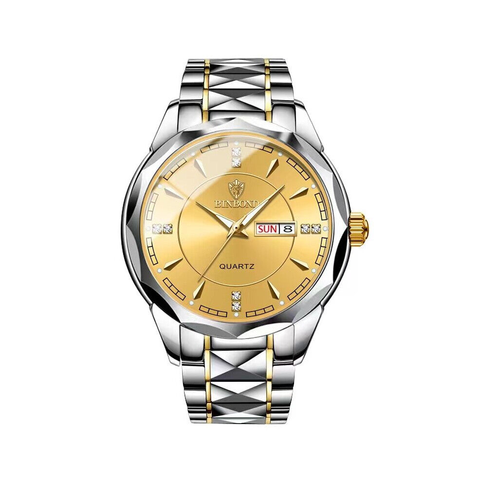 Men's Business Waterproof Stainless Steel Calendar Quartz Watch