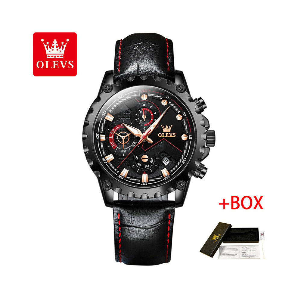 Sports Waterproof Leather Quartz Watch Mens Watches Top Luminous Chronograph Wristwatch Relogio Masculino