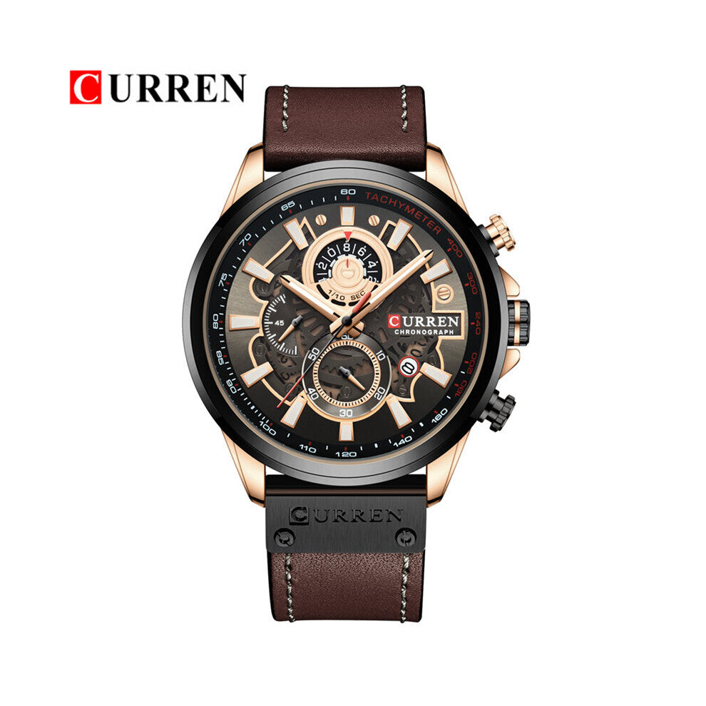 Men's Wrist Watch Man Leather Strap Waterproof Chronograph Sport Men Watches Clock Hour Quartz Wristwatches