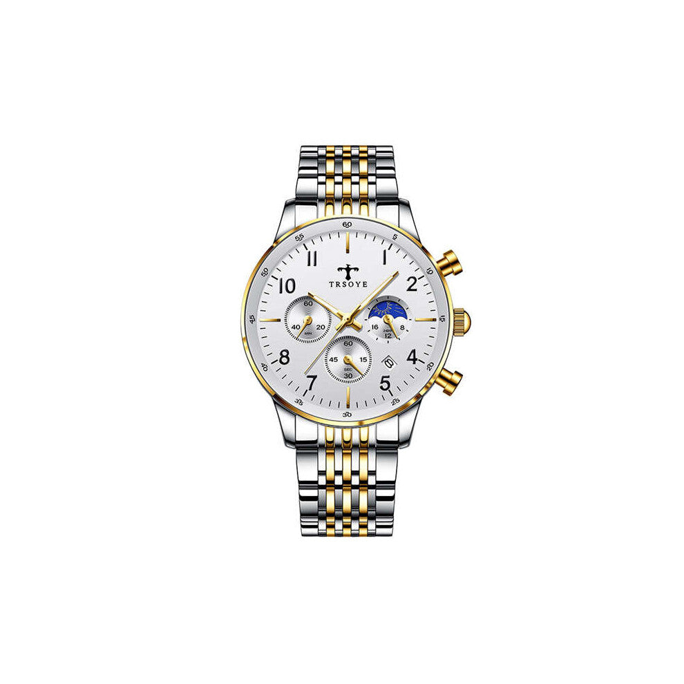 Men's Watch Waterproof Watch Men's Date Display Stainless Steel Strap Clock Luminous Relogio Masculino