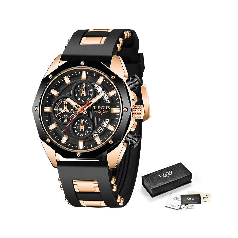 Silicagel Watches For Mens Sport Waterproof Luminous Chronograph Top Quartz Men Watch Relogio Masculino