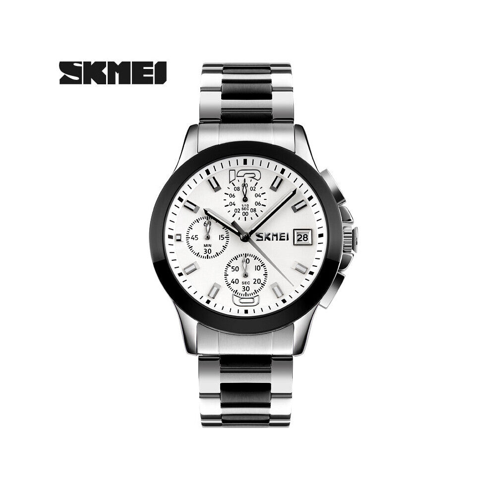 Men's Watches Business Series Stainless Steel Quartz Wristwatch Men Chronograph Waterproof 30m Clock 9126