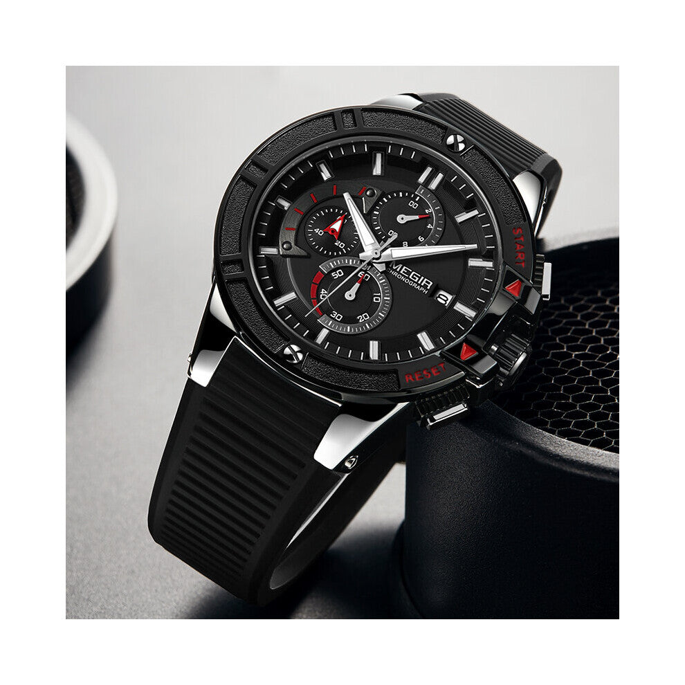 Relogio Masculino Sport Watch Military Silicone Chronograph Luminous Quartz Watch Male Casual Clock Waterproof Wristwatch