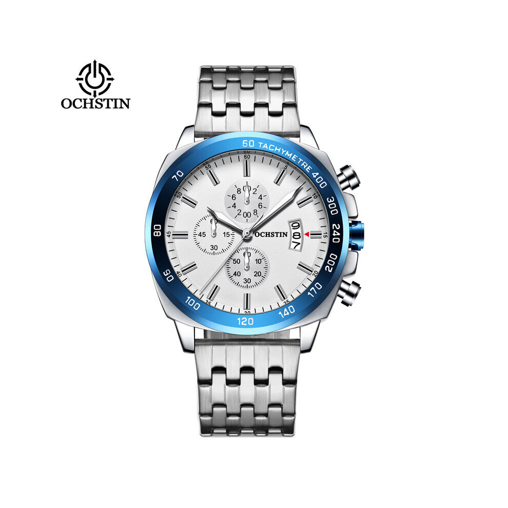 OCHSTIN Mens Sports Quartz Date Full Steel Waterproof Chronograph Wristwatch Male Luminous Military Relogio Masculino