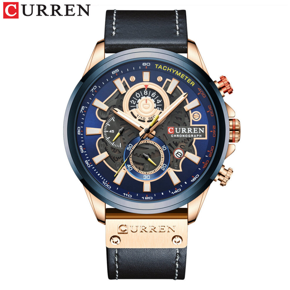 Watch Men Top Chronograph Male Wristwatch Waterproof Business Leather Mens Watches Relogio Masculino