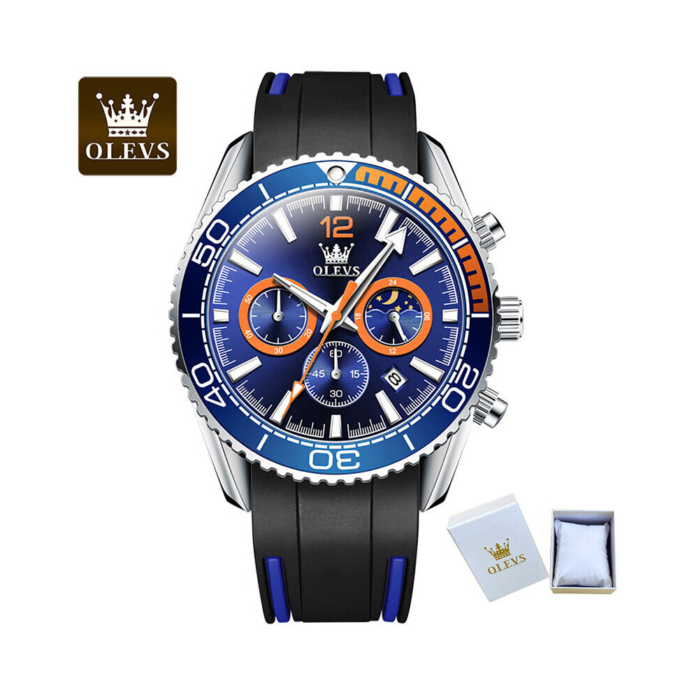 Men's Silicone Strap Quartz Watches Chronograph Sports Wristwatch for Man 30M Waterproof Luminous Relogio Masculino