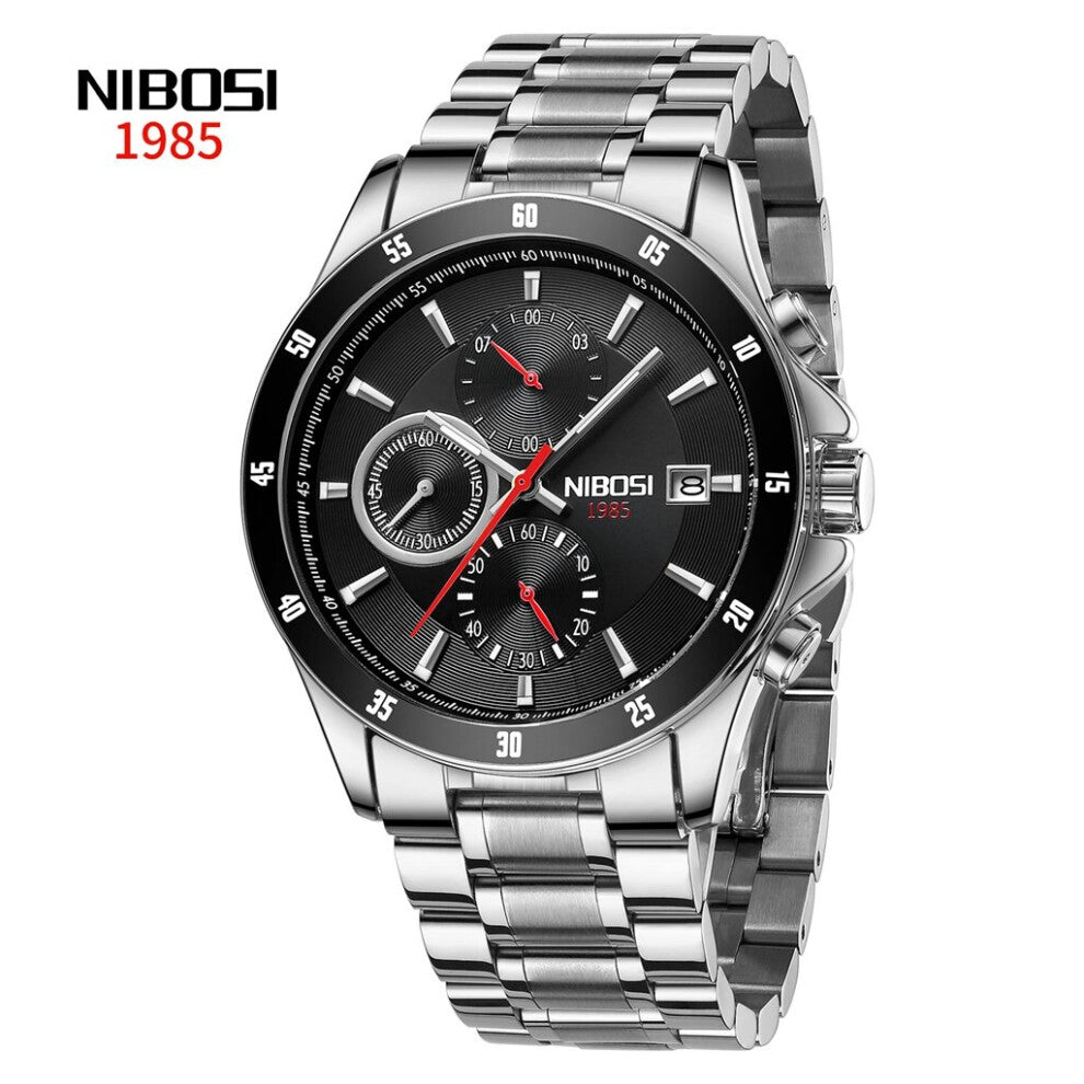 Men Multifunction Calendar Display Waterproof Stainless Stee Quartz Watches Wristwatch Zegarek M?ski