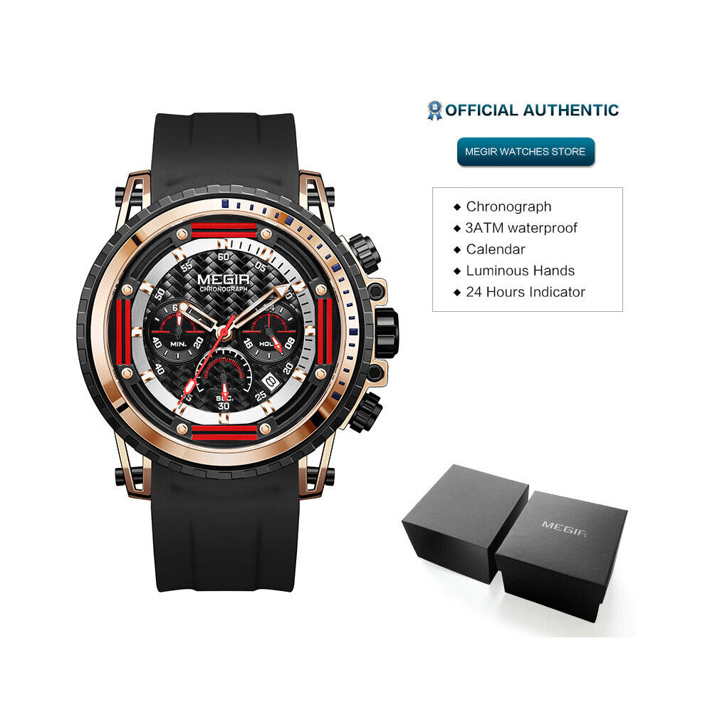 Military Sport Watch for Men Chronograph Wristwatch Silicone Strap Waterproof Quartz Watches ???? ??????? relogio