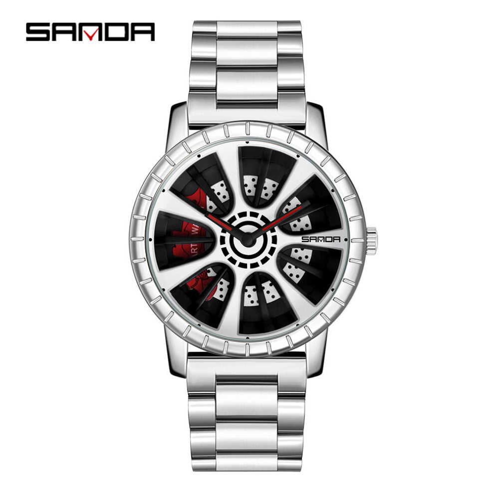 Man Watch Stainless Steel Top Waterproof Car Watch Hollow Quartz Wristwatch Boy Lover Clock Men