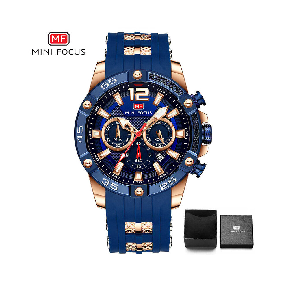 MINI FOCUS Mens Watch Analog Quartz Sport Watches for Men Silicone Waterproof Wristwatches Relogio Masculino