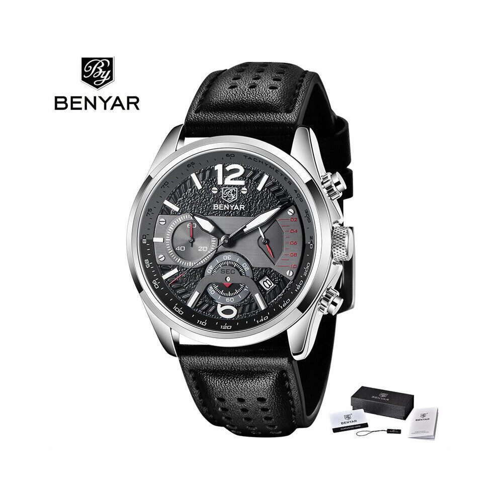 Men's Quartz Watch Casual Watch Diving Sports Watch Men's Leather Waterproof Clock Relogio Masculino