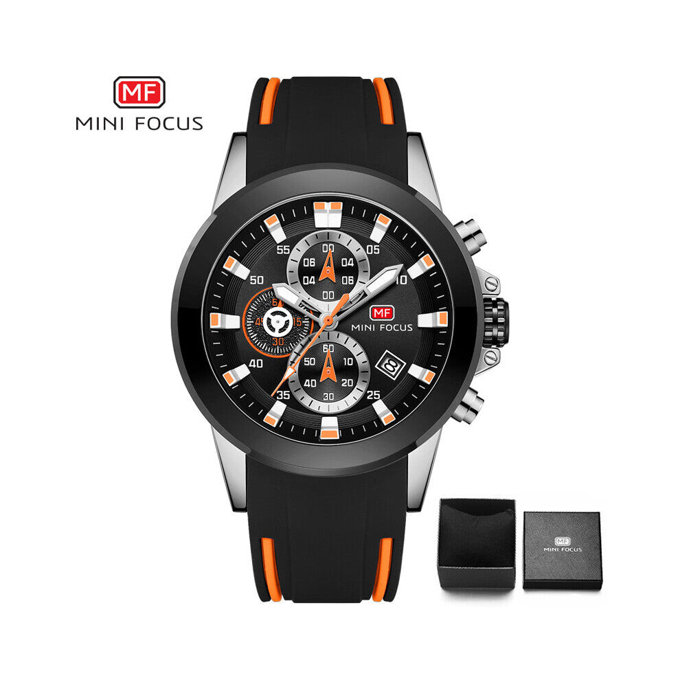 Chronograph Men Watches Date Silicone Strap Sports Quartz Watch Luminous Waterproof Clock Relogio Masculino