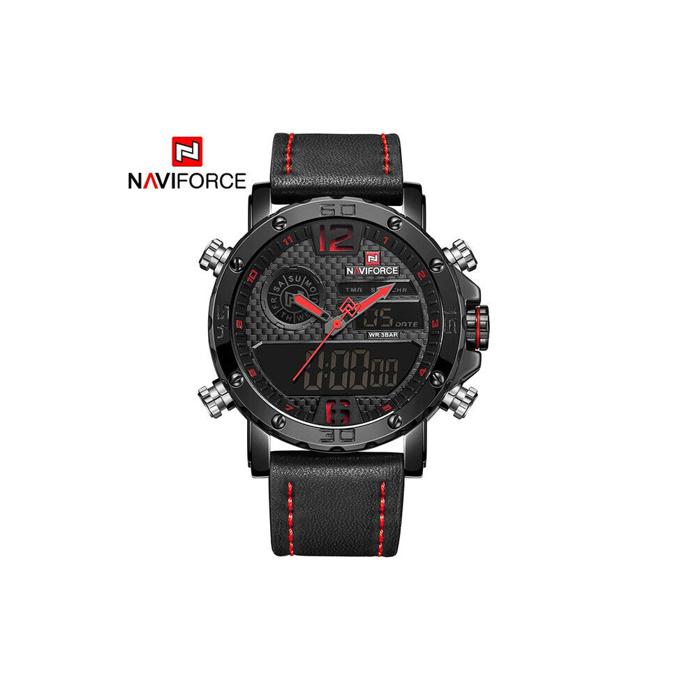 Men Watches Top Men Leather Sport Watches Men's Quartz LED Digital Clock Waterproof Military Wrist Watch