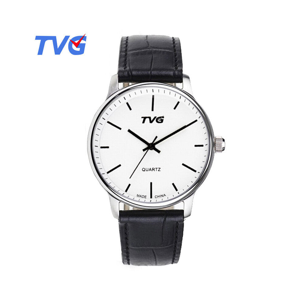 Men Watches Quartz WristWatch Ultra Thin Minimalist Waterproof Leather Strap TVG185 Business Casual Luminous Mens Clock