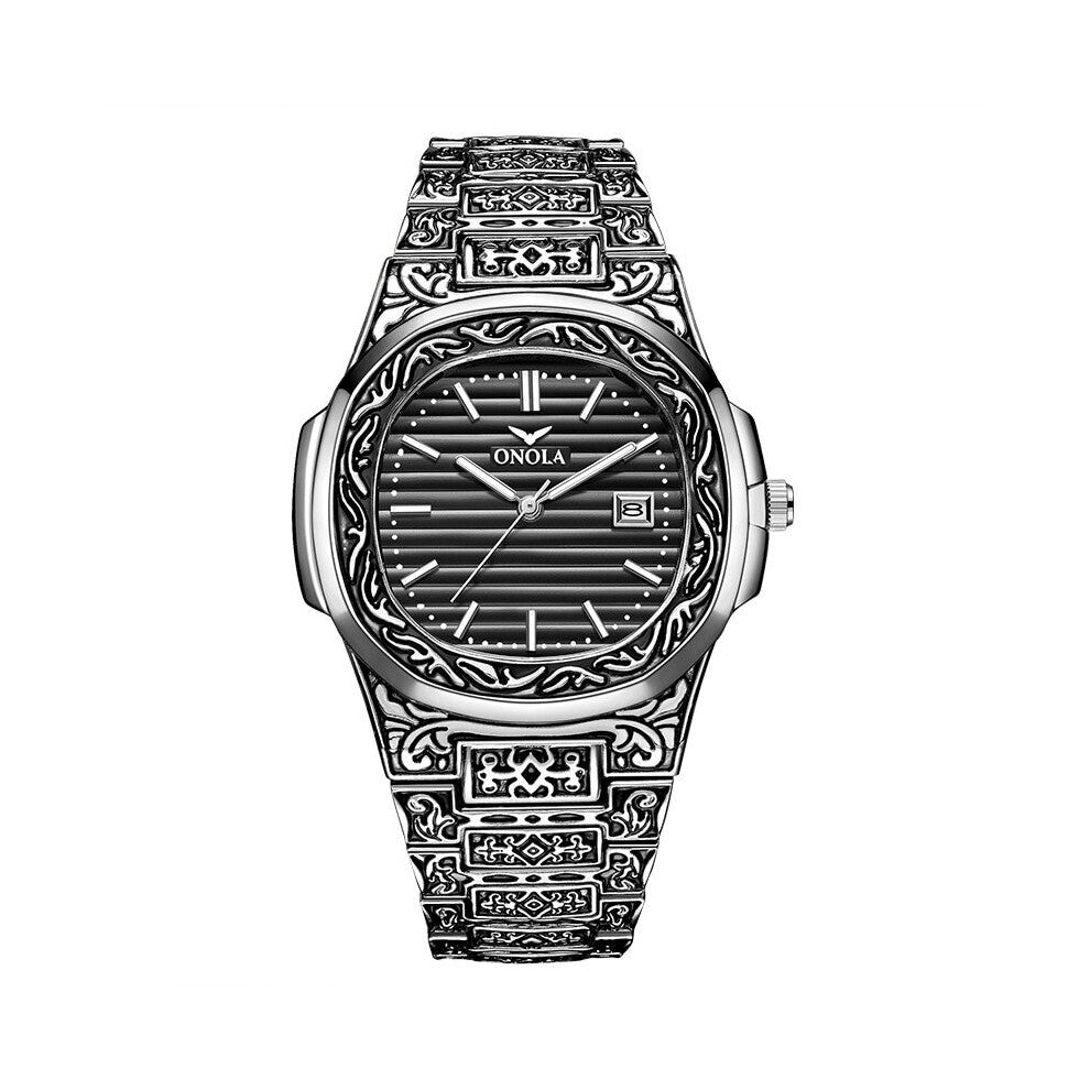 Retro Men's Quartz Watches Top Stainless Steel Sports Watch for Men Waterproof Calendar Wristwatch Reloj Hombre