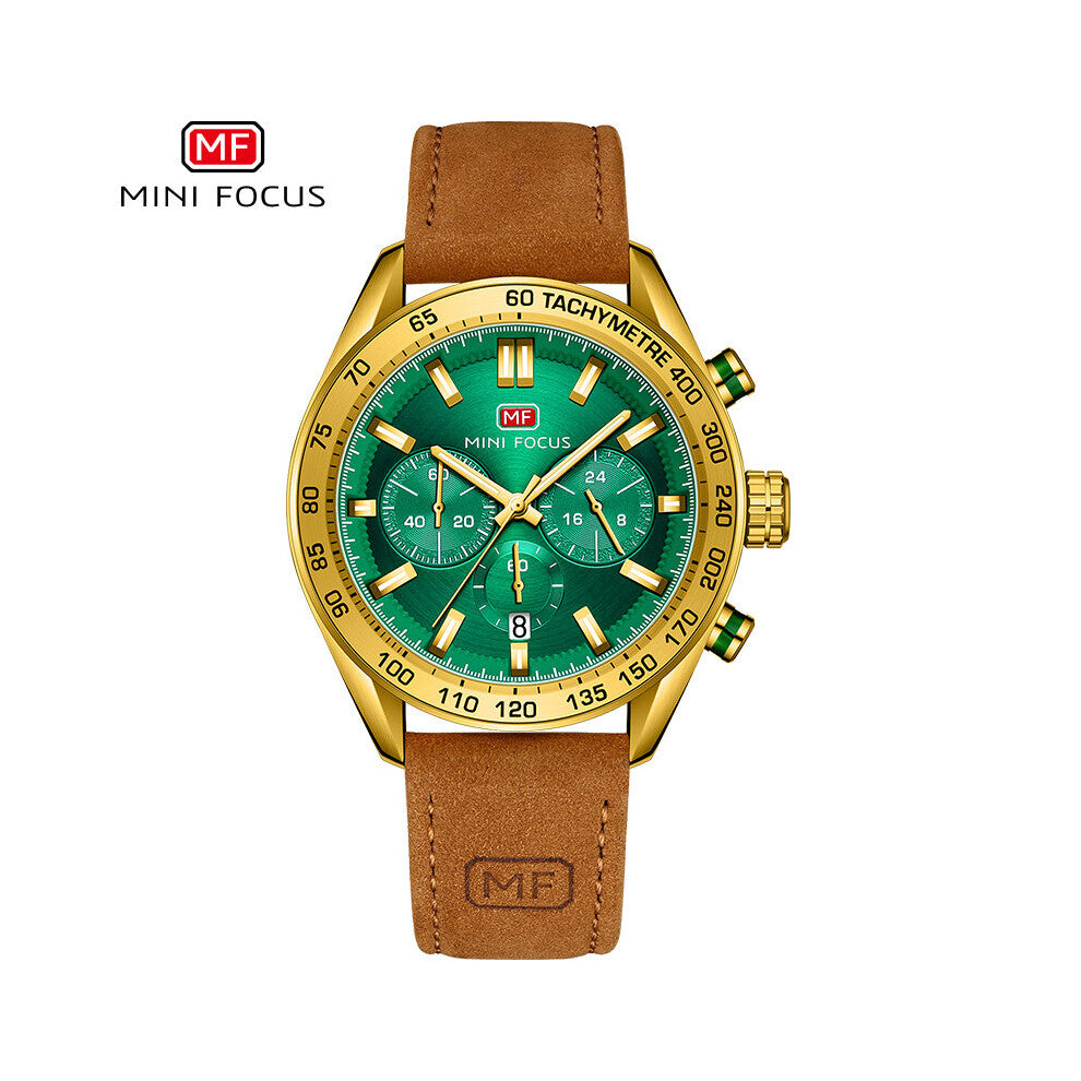 MINI FOCUS Quartz Men Watches Chronograph 3 Sub-Dial Waterproof Wristwatches for Men Stainless Strap reloj hombre