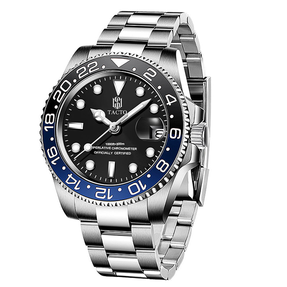 Men Sports Watches Fully Stainless Steel Red-Blue Japan Diver Quartz Wristwatch Relogio Masculino Waterproof