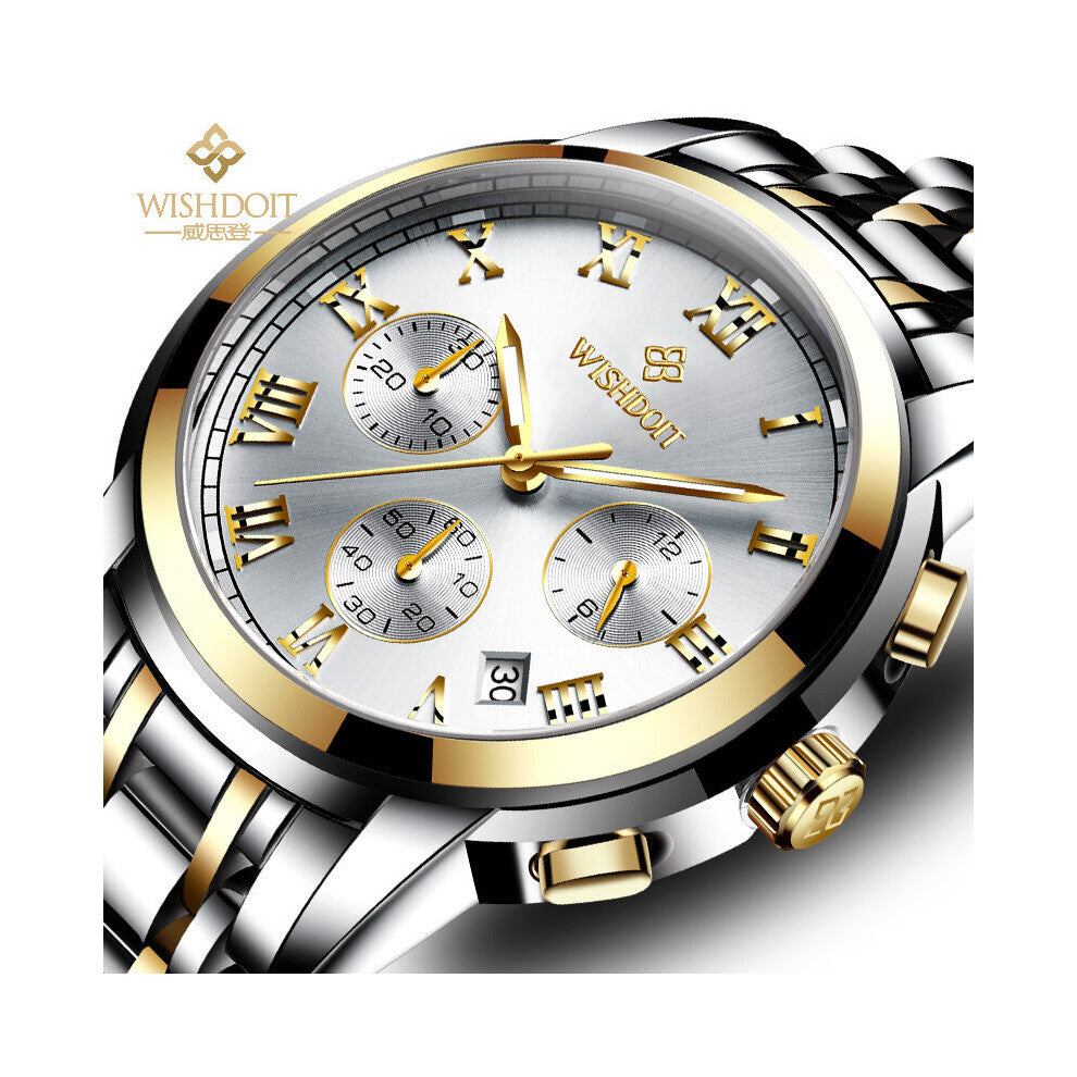 Men's Waterproof Watch Multi-function Sports Outdoor Luminous Steel Belt Men's Quartz Watch