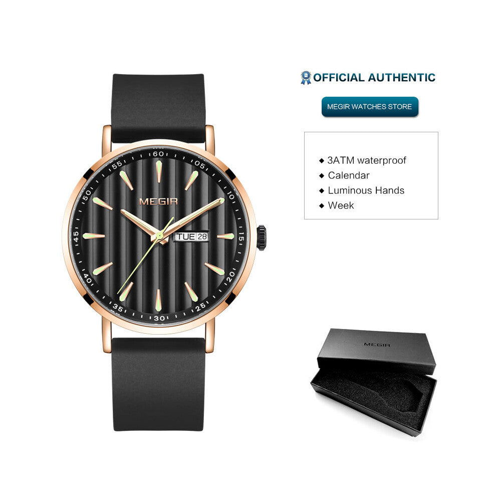 Watch for Men Quartz Watches Leather Strap Waterproof Wristwatch with Week Calendar ???? montre relogios