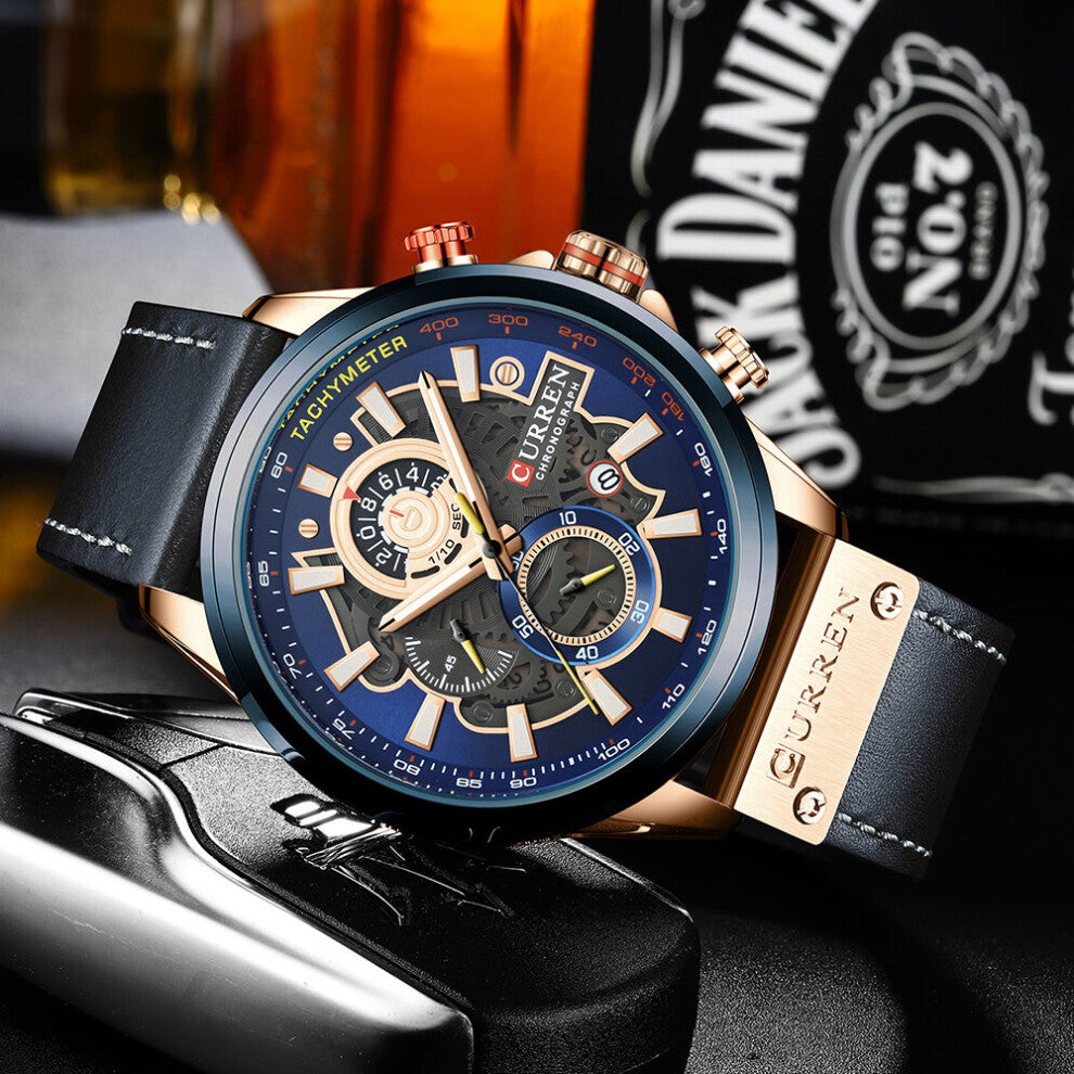 Top Sports Watch Men Quartz Wristwatch Chronograph Male Watches Leather Strap Clock Quartz ???? ??????? ????????