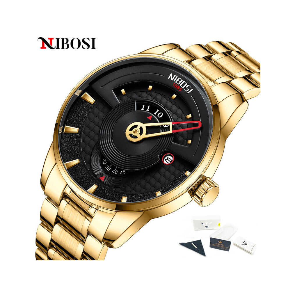 Men's Watch Green Dial Stainless Steel Band Date Mens Business Male Watches Waterproof Luxuries Men Wrist Watches for Men