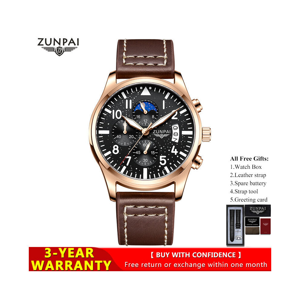 100%original Watch for men Waterproof sports Leather Chronograph 2021New Luminous wristwatches