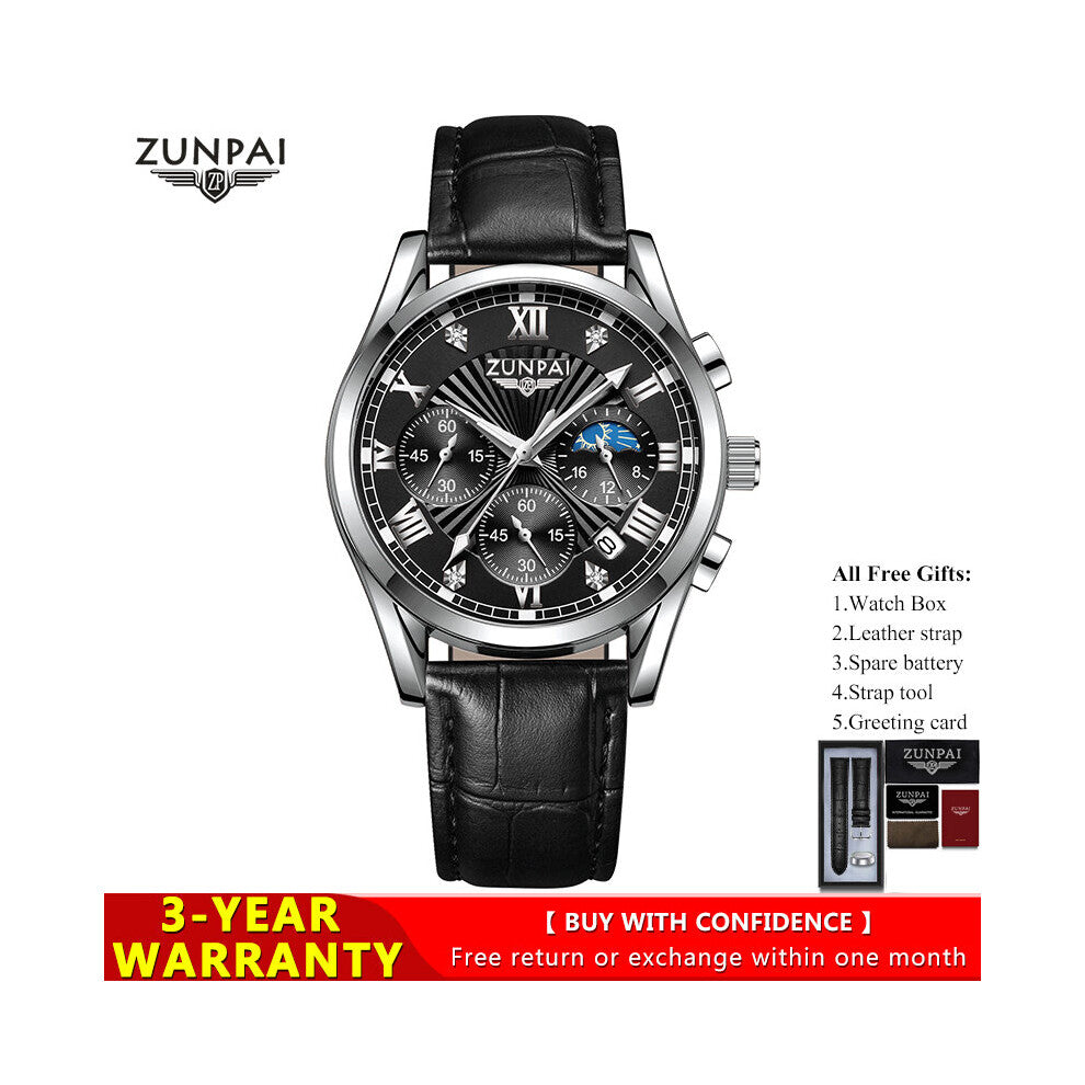 100%Original Watch for Men Waterproof Sports Leather Chronograph Wristwatches