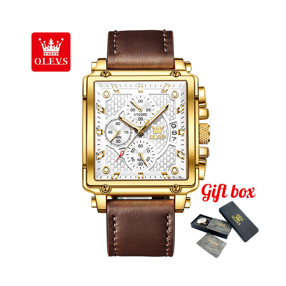 Watch for Men Top Square Sport Watches Leather Strap Waterproof Quartz Wristwatch reloj de hombre