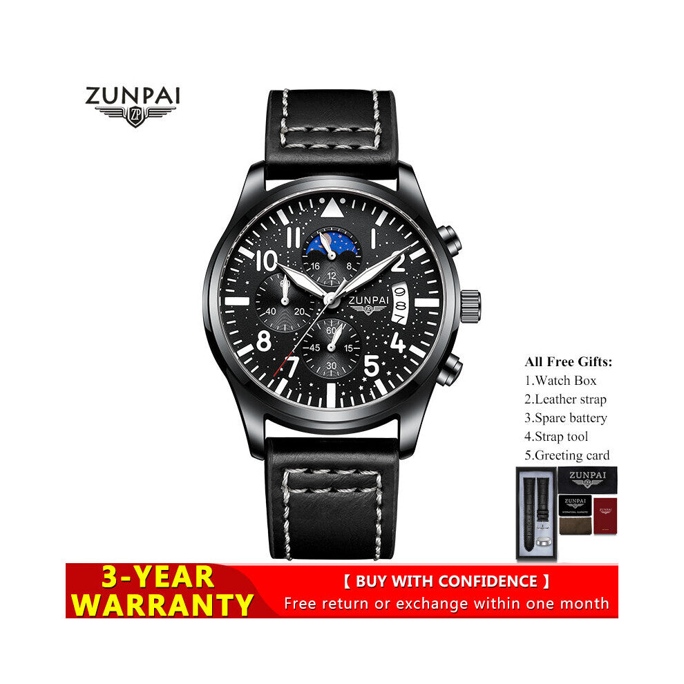100%original Watch for men Waterproof sports Leather Chronograph 2021New Luminous wristwatches