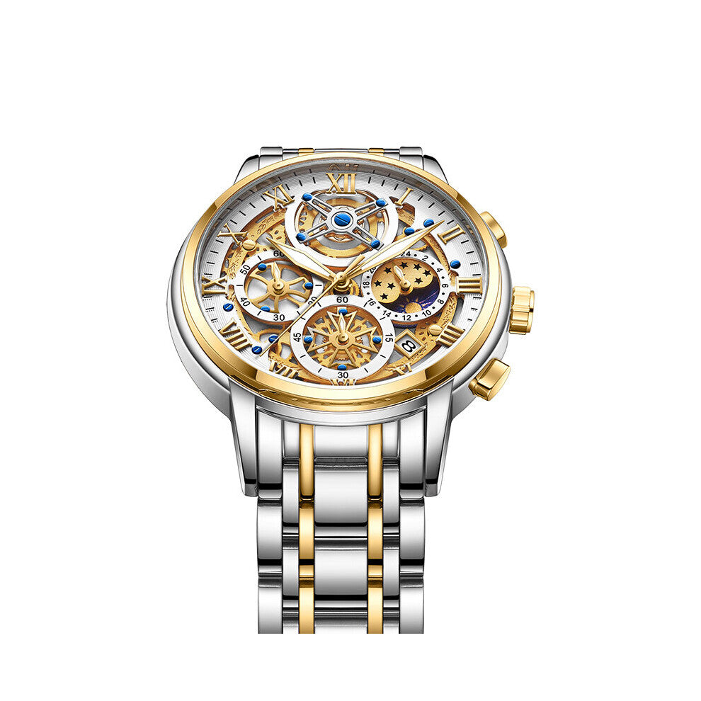 Steel Watch Men Watches Top Hollow Quartz Waterproof Wristwatch Man Clock Chronograph Relogio Masculino