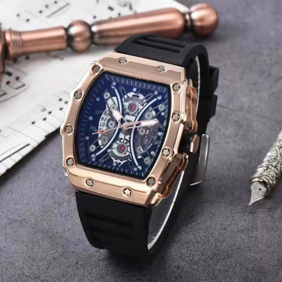 Fully Automatic Movement Watch Men's Waterproof Bucket Sports Watch Luminous Calendar Men's Sports Hollow Watch