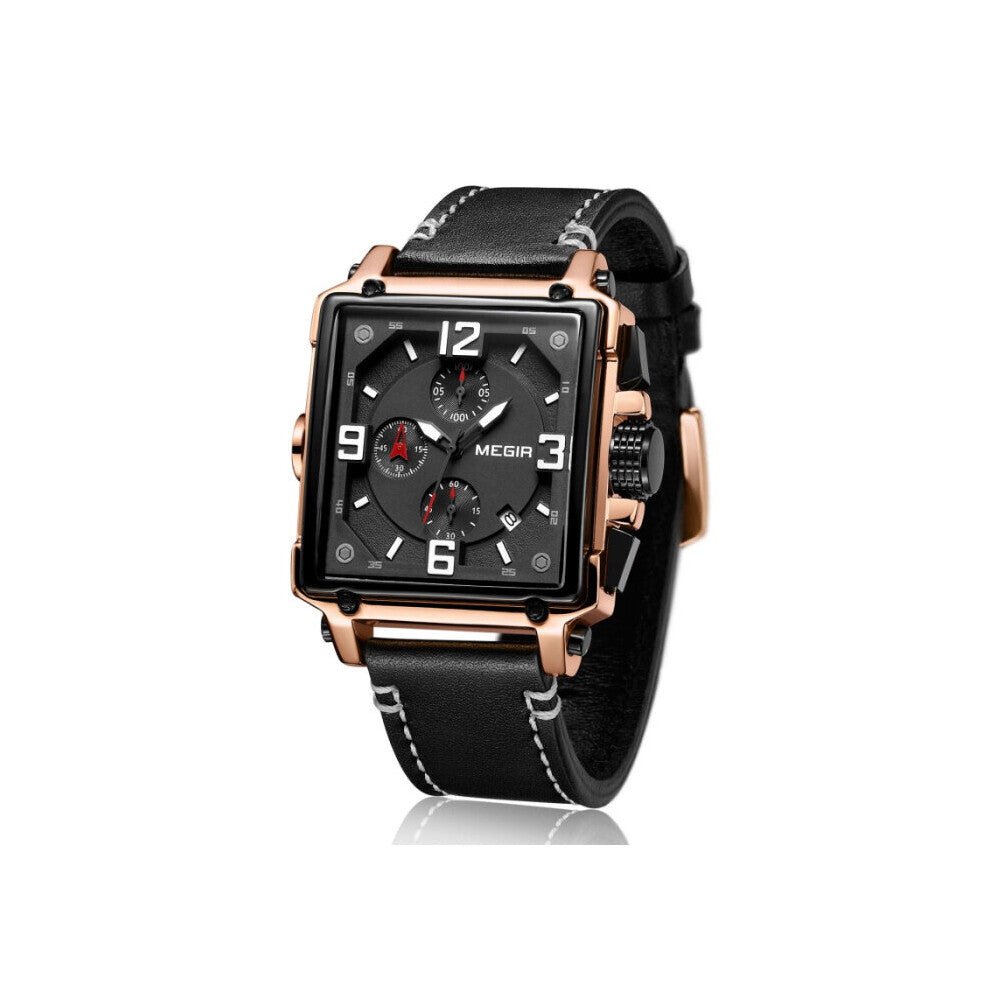 Multi-function Men Watch Top Chronograph Quartz Watch Men Clock Waterproof Leather Sport Army Military Watch