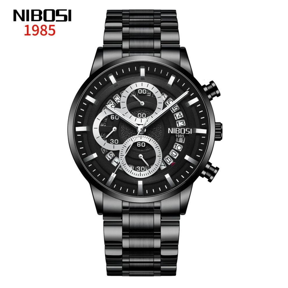 Casual Men's Waterproof Luminous Calendar Chronograph Stainless Steel Strap Watches Relogio Masculino