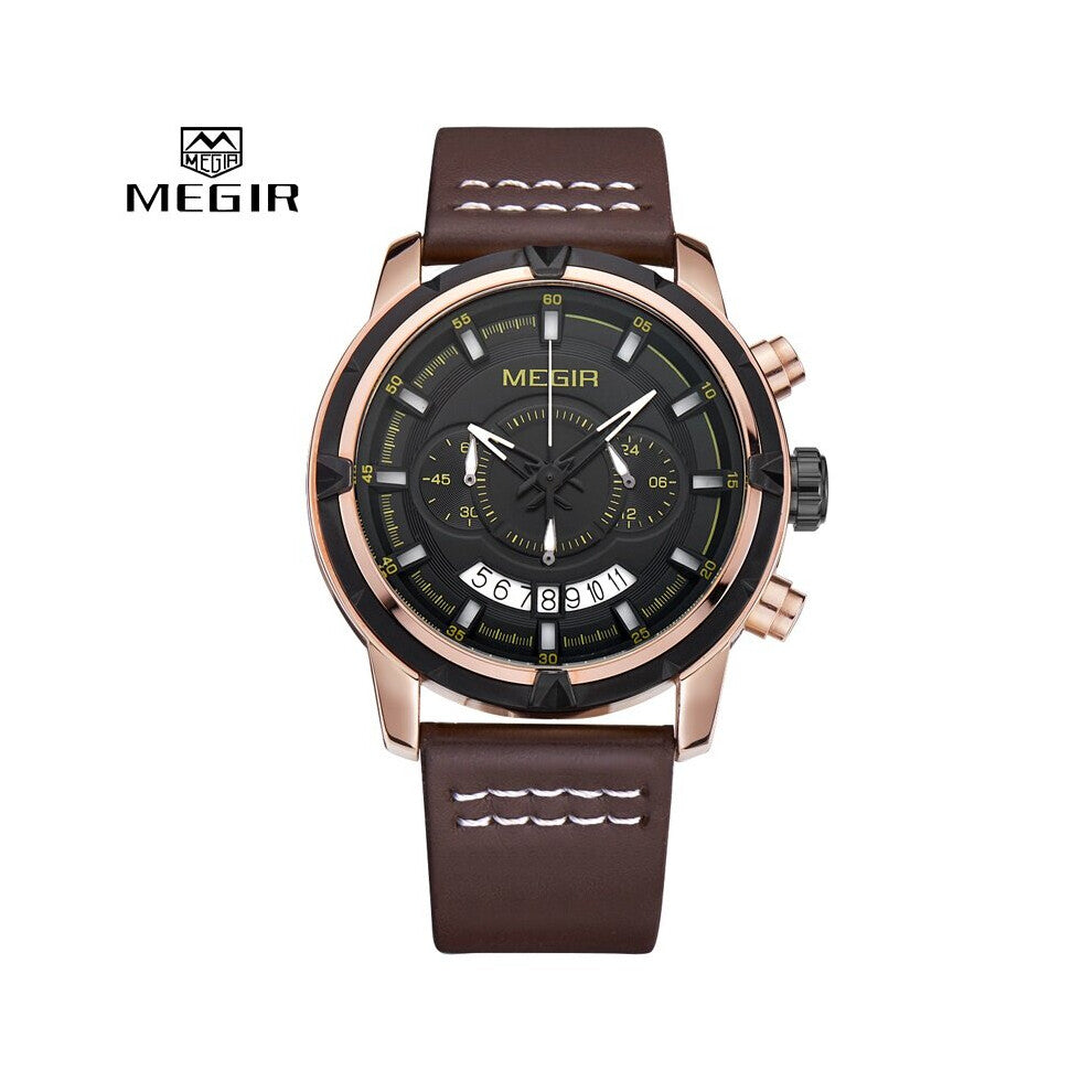 Watch Mens Sport Quartz Watches Leather Chronograph Wristwatch Men Date Waterproof Military Clock Man relogio