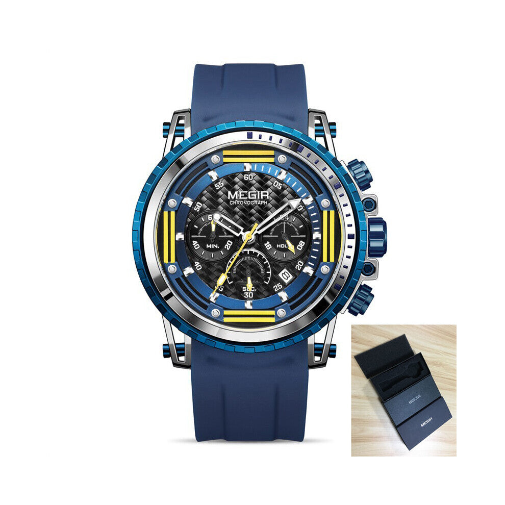 Sport Chronograph Watch Men Silicone Quartz Watches for Mens Waterproof Wristwatch Relogio Masculino