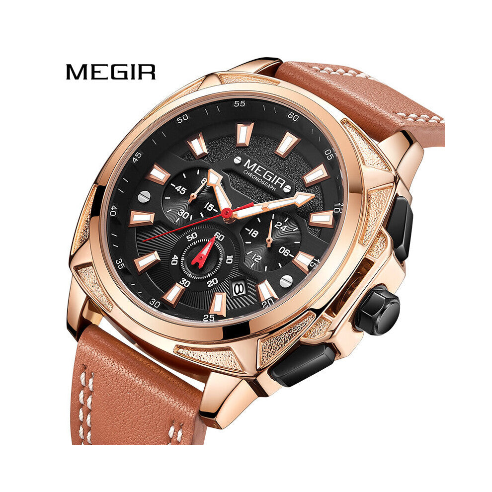 Military Sports Watches Men Casual Leather Waterproof Quartz Clock Male Top Chronograph Wristwatches