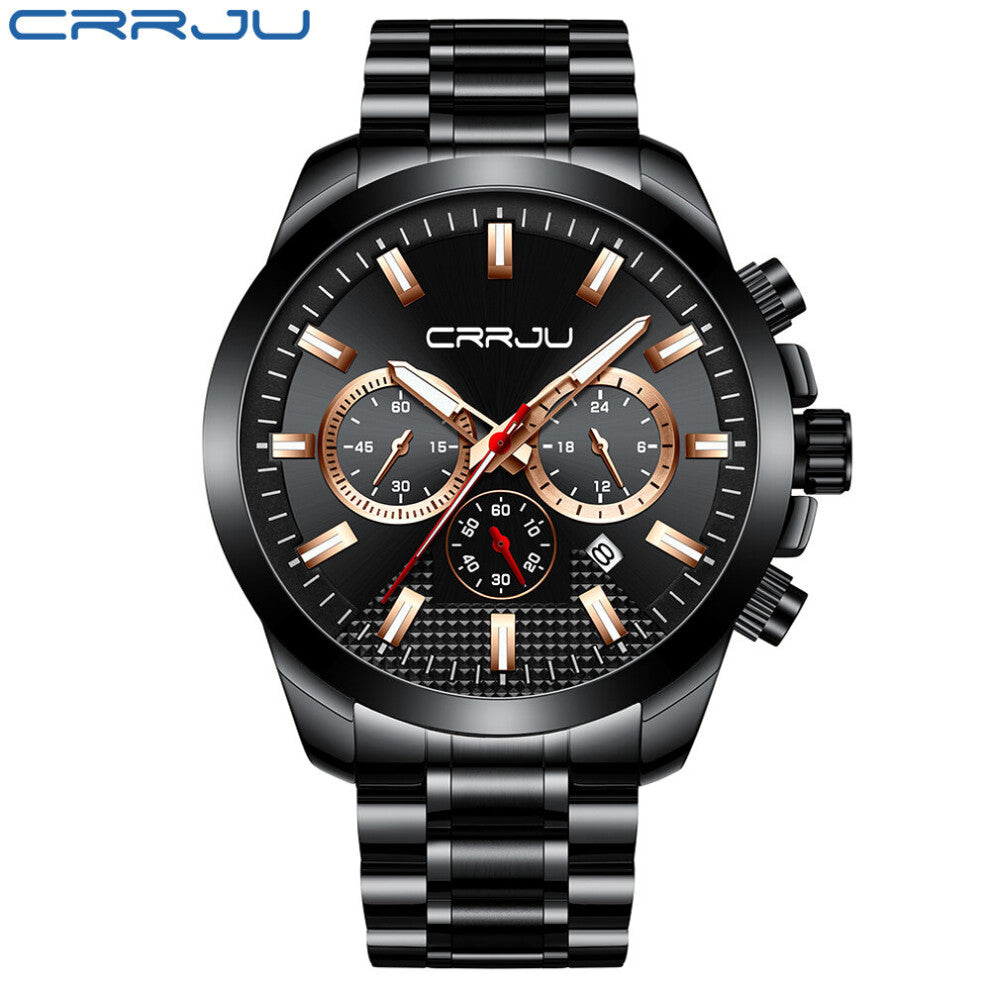 Top Stainless Steel Watch Men Chronograph Watch Mens Watches Waterproof Sport Relogio Masculino