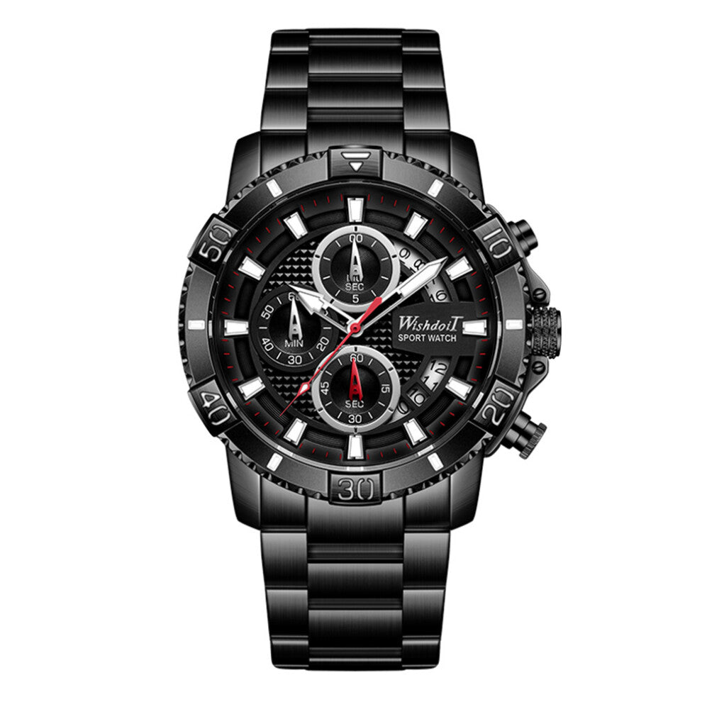 Men Sport Leisure Wristwatch Top Men&#39;s Quartz Chronograph Watch Waterproof Luminous Man Steel Clock