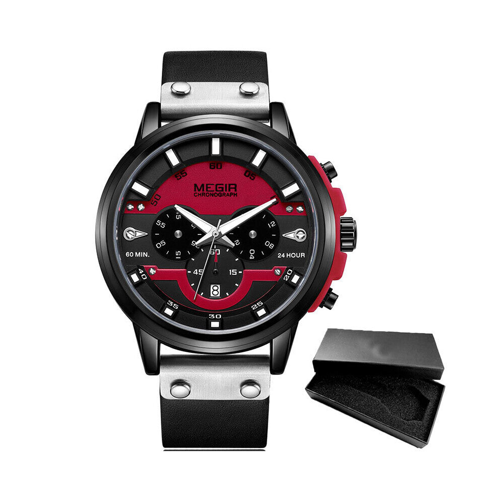 Men Analog Digital Leather Sports Watches Men's Army Military Watch Man Quartz Clock Relogio Masculino