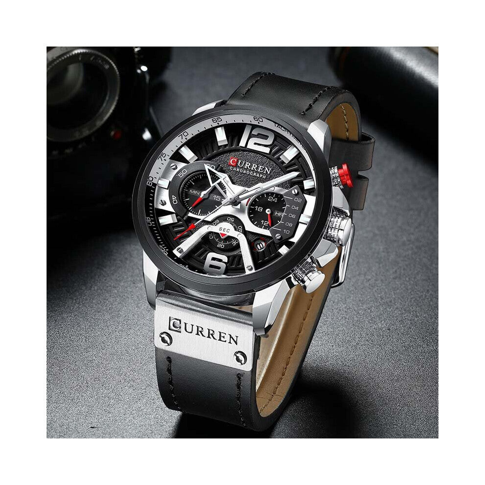 Watches for Men Top Casual Leather Waterproof Chronograph Sport Quartz Watch Clock Relogio Masculino Drop Shippping