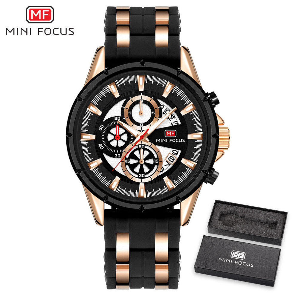 MINI FOCUS Men's Sports Chronograph Quartz Watch Male Silicone Wrist Watches Waterproof Stopwatch Man Clock Relojios Masculinos